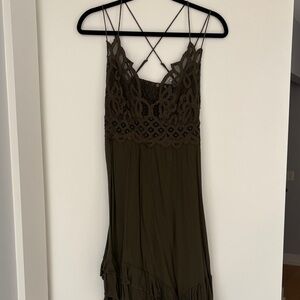 Free People Green Lace Detail Dress